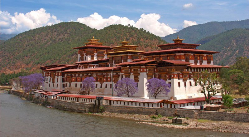 Punakha Bhutan valley and Punakha Dzong
